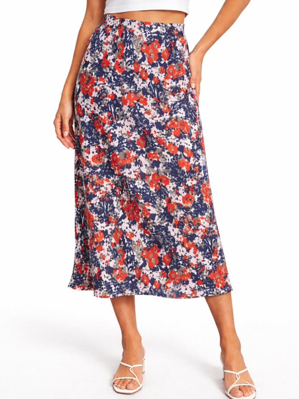 Prana Floral Midi Skirt M Boho A-Line Flowy Sustainable Cottagecore